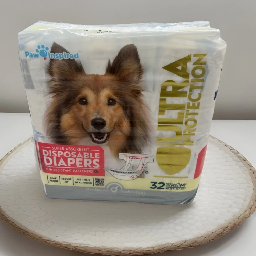 Paw Inspired 32ct Ultra Protection Disposable Dog Diapers Size Medium NIP